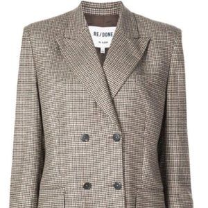 RE/DONE '70s Double Breasted Houndstooth Wool Blend Blazer